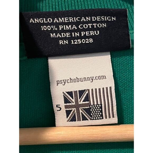 Psycho Bunny Polo Shirt Mens Size 5 L Green Pima Cotton Short Sleeve Preppy - Picture 7 of 9